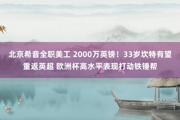 北京希音全职美工 2000万英镑！33岁坎特有望重返英超 欧洲杯高水平表现打动铁锤帮